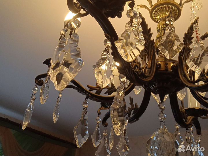 Люстра бронзовая с хрусталём СССР