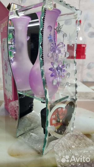 Стеклянная ваза часы