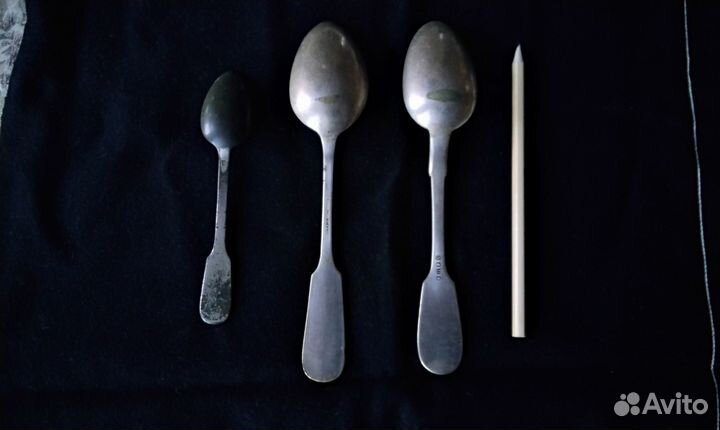 Ложки старинные (до 1917), латунные с серебрением