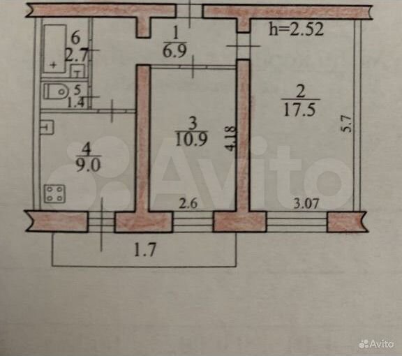2-к. квартира, 48,4 м², 1/5 эт.