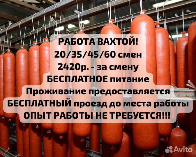 Вахта 2024 за смену, 20 смен с питанием,проживание