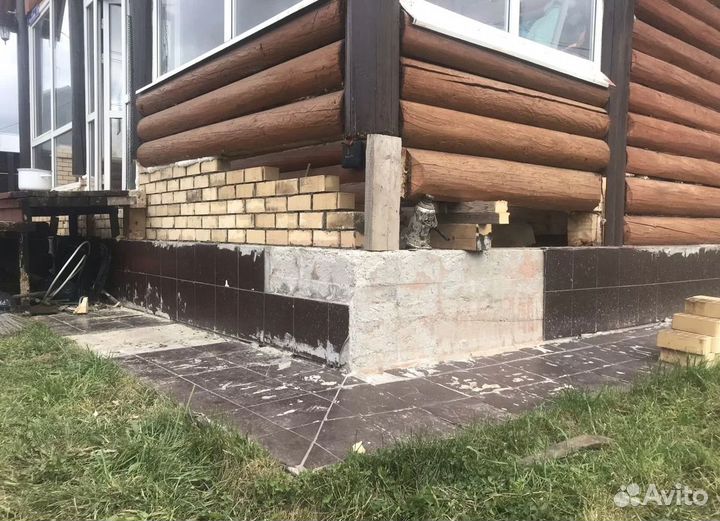 Подъем дома Замена венцов лаг Ремонт фундамента