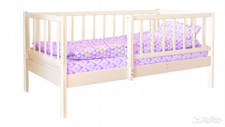 Кроватка Лисенок высокий борт от 2х лет из натурал