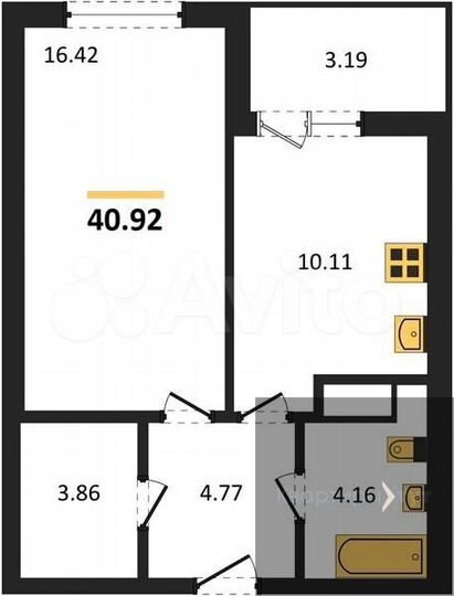 1-к. квартира, 40,9 м², 11/18 эт.