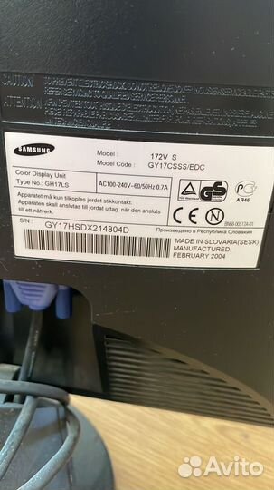Монитор Samsung syncmaster 172v
