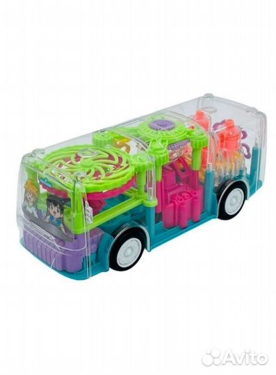 Прозрачная машина автобус с шестиренками