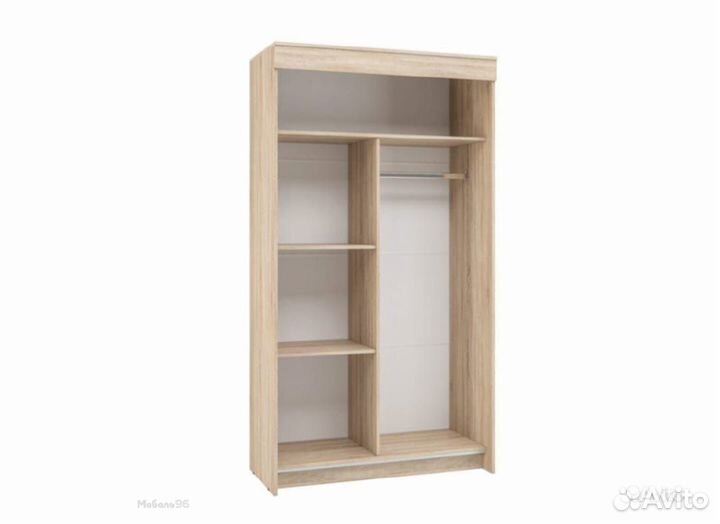 Шкаф-купе двухстворчатый Бассо дуб крафт серый/бет