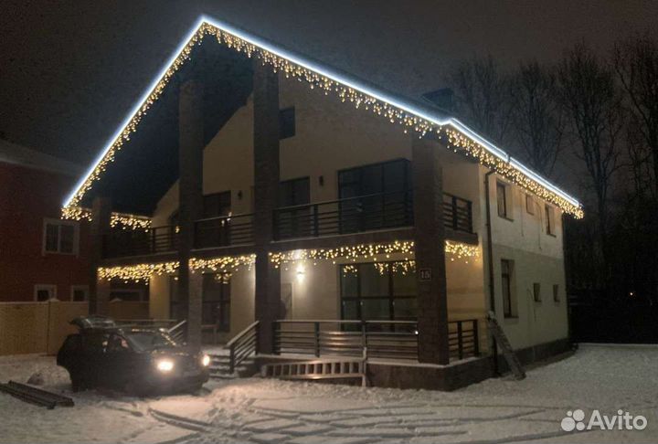 Украшение дома гирляндами