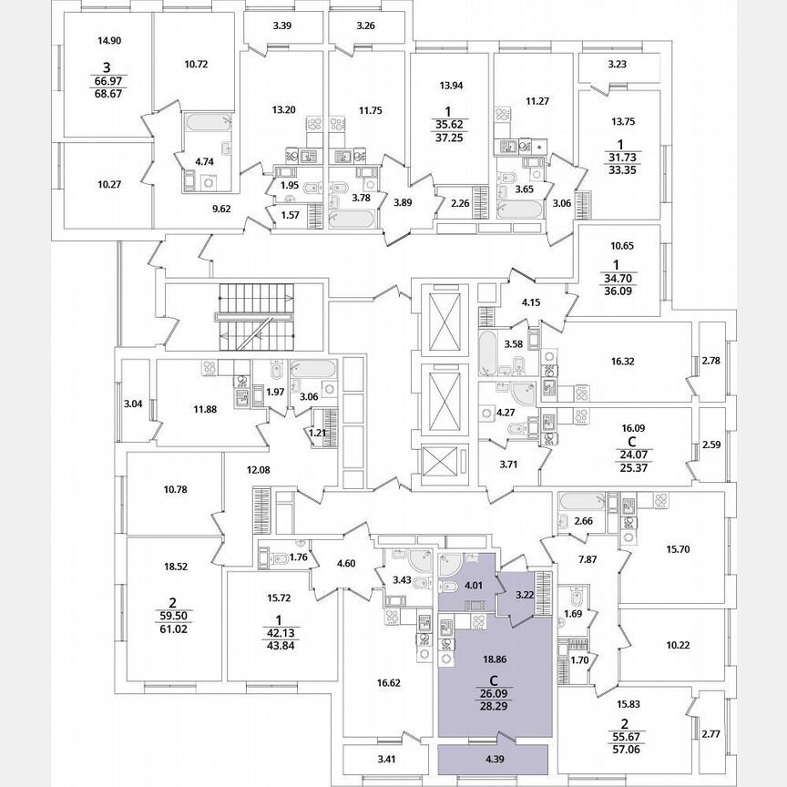 Квартира-студия, 28,3 м², 9/22 эт.