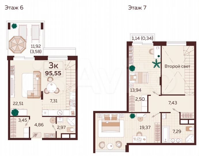 3-к. квартира, 95,6 м², 8/9 эт.