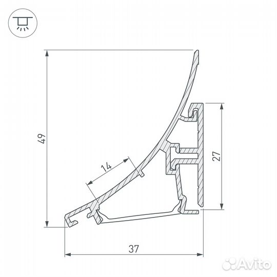 Профиль Arlight karniz-R-2000 anod 021649