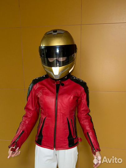 Мотокуртка нат кожа и шлем женский