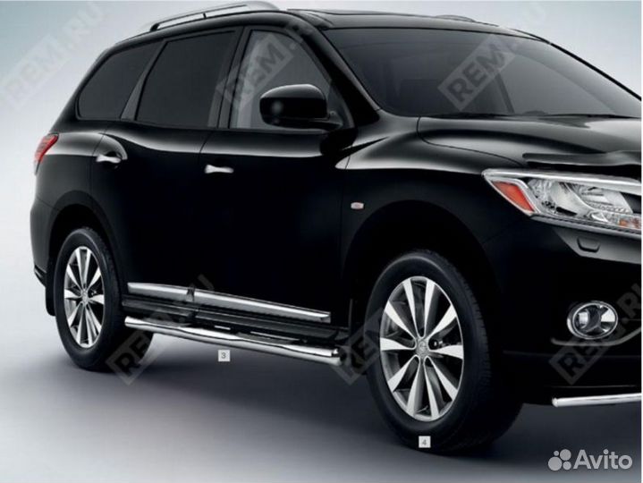 Подножки. Защита порогов.Ниссан Патфайндер р52