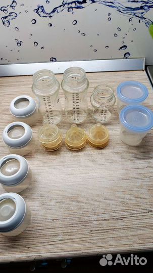 Стеклянные бутылочки серии Natural+молокоотсос+под