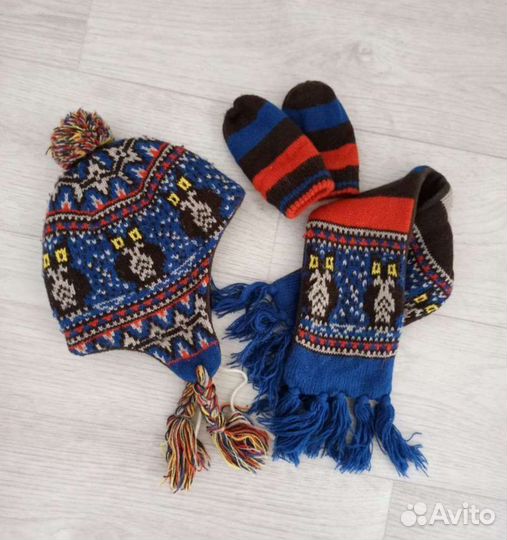 Комплект шапка, шарф, варежки