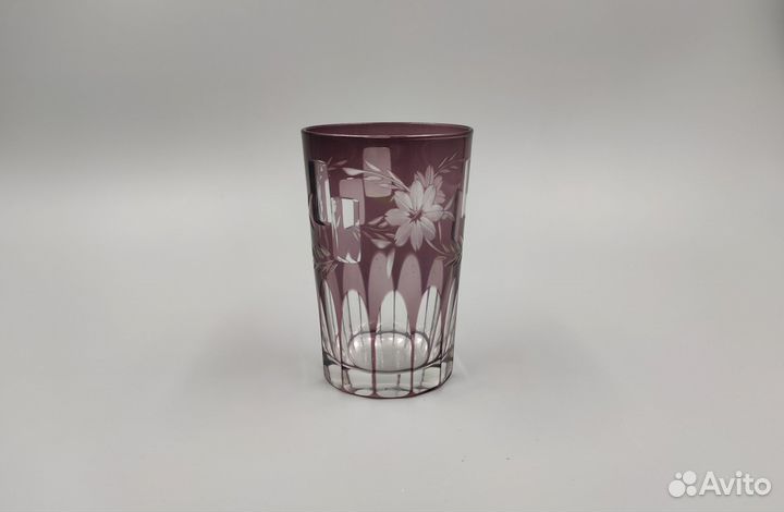 Красивый редкий стакан. Цветной резной хрусталь
