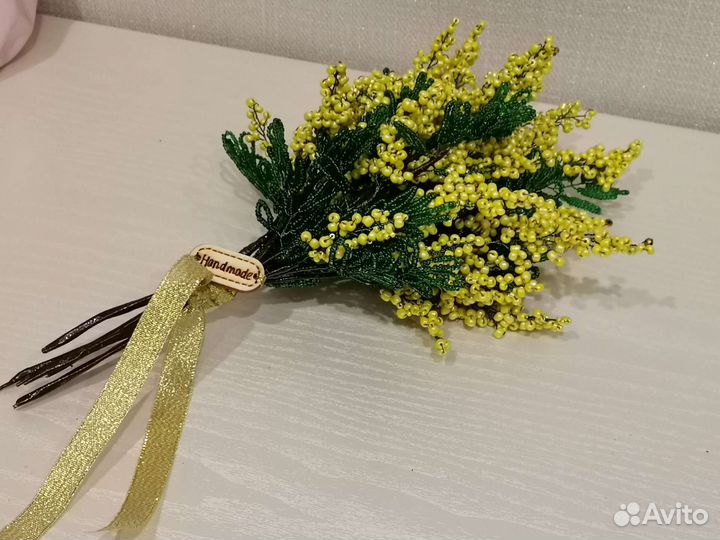 Букет мимозы из бисера