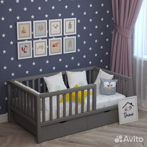 Кроватка детская сингл высокий борт берёза