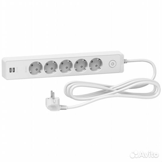 Удлинитель Schneider Electric 5 розеток + 2USB