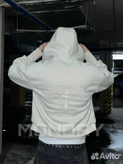 Зип худи с мехом type Chrome Hearts