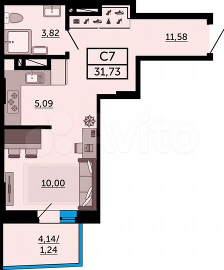 Квартира-студия, 31,6 м², 15/27 эт.