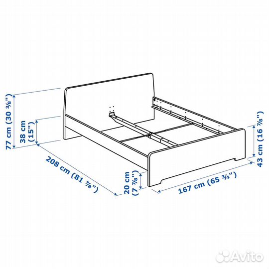 Продам двуспальную кровать IKEA askvoll/luröy/luro