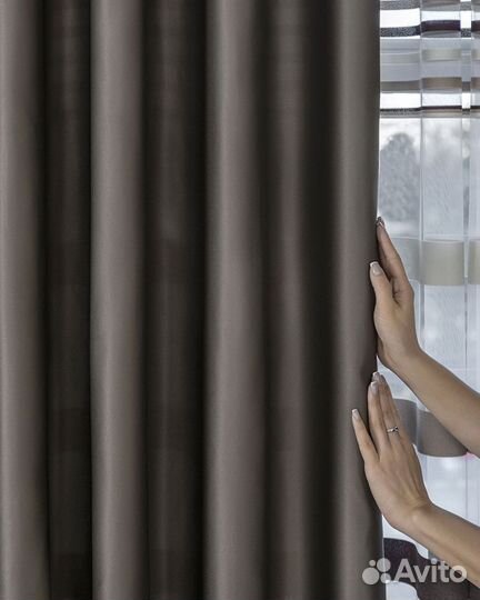 Комплект Шторы + Тюль Адора Мускат и Полоска