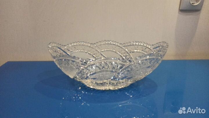 Большая хрустальная ваза СССР салатник 3 шт