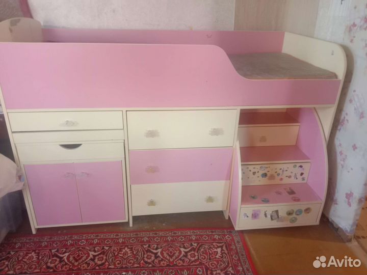 Детская кроватка трансформер с матрасом