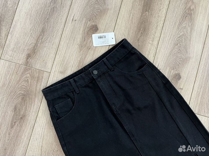 Новая женская джинсовая юбка макси с разрезом р 46