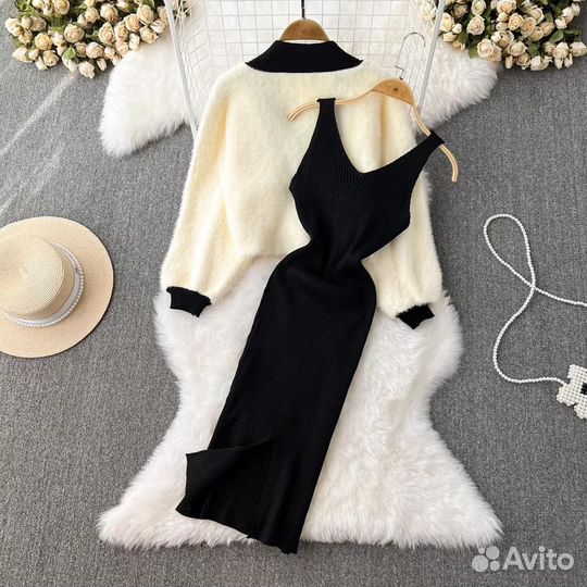 Платье с кардиганом двойка