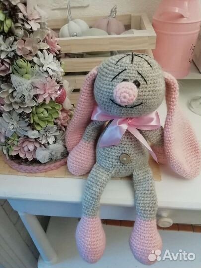 Вязаная игрушка Зайка Франкинштейн ручной работы