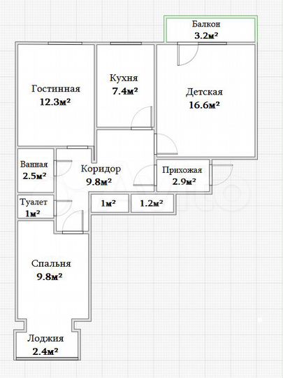 3-к. квартира, 70,1 м², 6/9 эт.