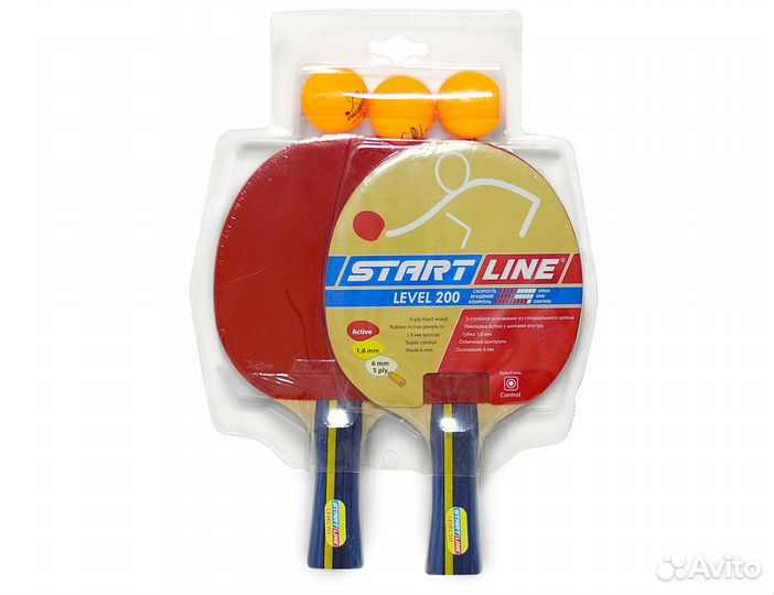 Набор для настольного тенниса 2 ракетки, 3 мяча