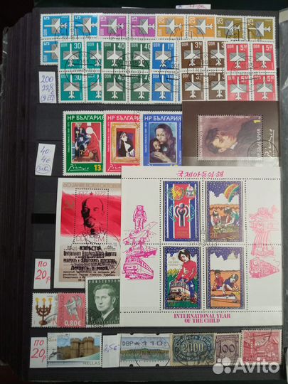 Иностранные гашеные марки в альбомном блоке