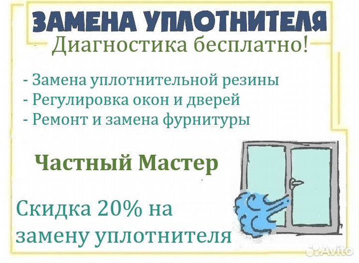 Замена уплотнителя окон. Выезд в день обращения