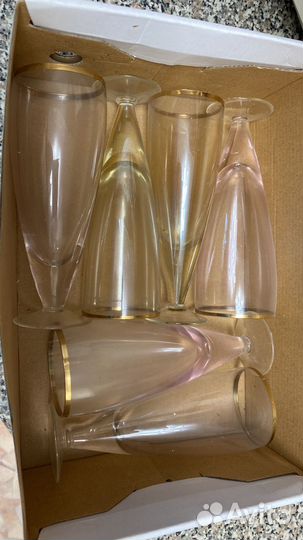 Хрустальные бокалы СССР цветное стекло