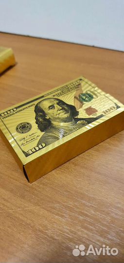 Карты игральные Доллары цвет золото