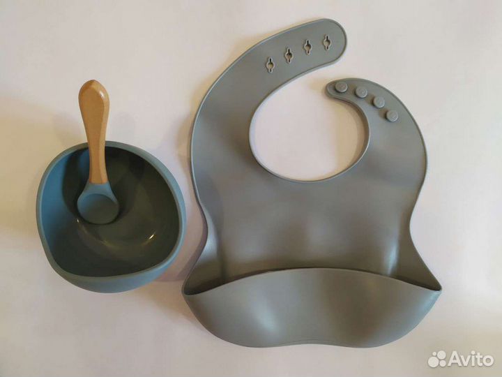 Нагрудник силиконовый тарелка ложка