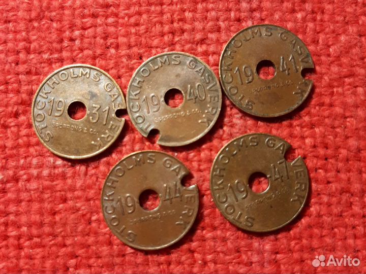 Жетон (газ) Стокгольм. Швеция. 1931/40/41/44/47 г