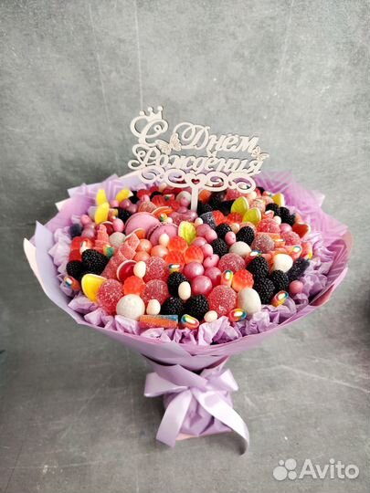 Сладкий букет из мармелада и зефира, детский букет