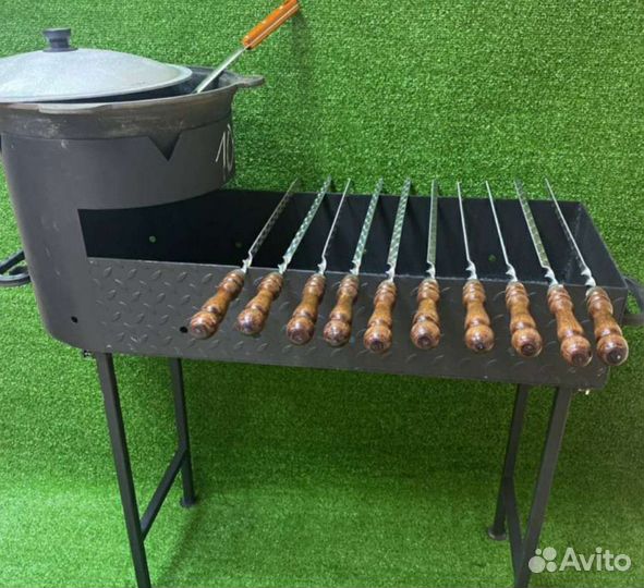 Мангал плюс казан 10л, шампуры 10шт., шумовка