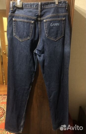 Джинсы Ganni прямые темно-синие L