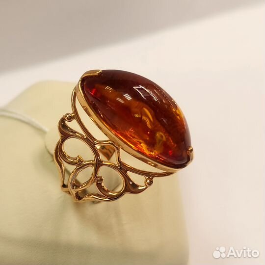 Золотое кольцо 583 СССР янтарь 19р 5,61