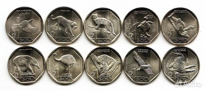 Набор монет Перу 1 соль красная книга в альбоме