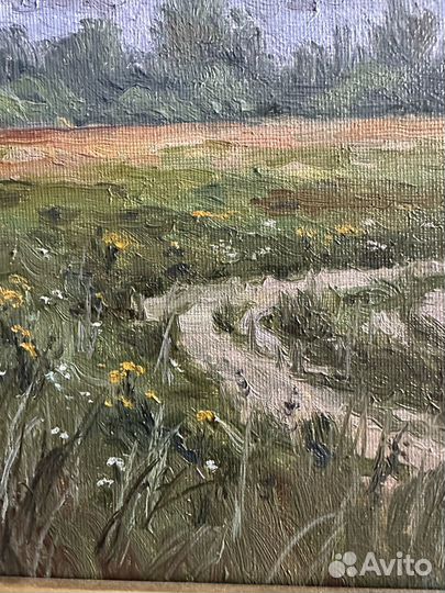 Картина маслом. Дорога мимо поля