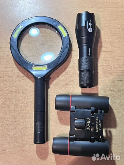 Бинокль фонарик фонарь лупа с подсветкой