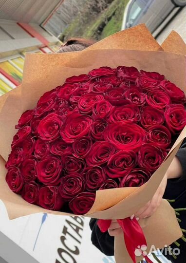 Розы, букет цветов 51 шт