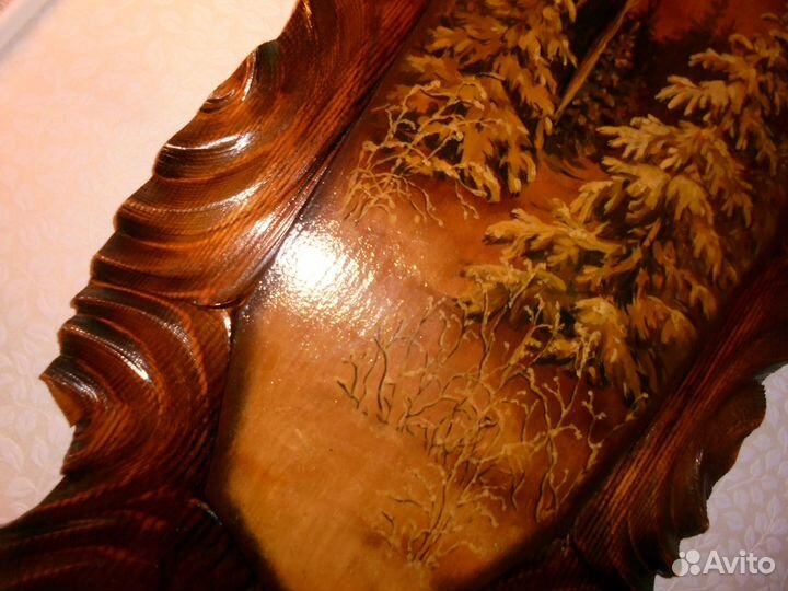 Картина маслом на дерев Зимний лес Н.Смирнова 90-е