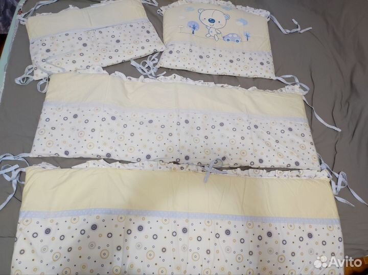 Бортики в детскую кроватку + одеяло